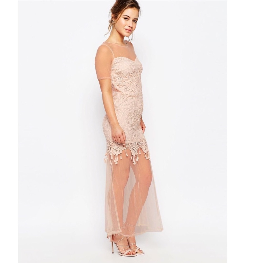 NWT ASOS Maya Petite Sheer Hem  Lace Maxi Dress